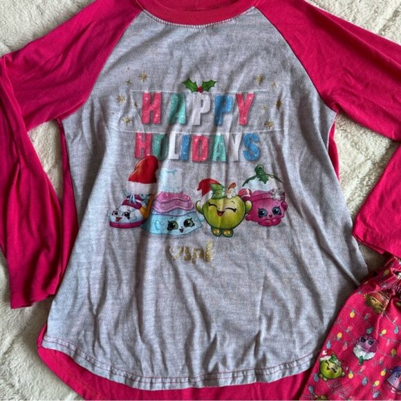 Shopkins | Girls Two Piece "Happy Holidays" Christmas Pajama Set | Size 8 - Picture 5 of 9